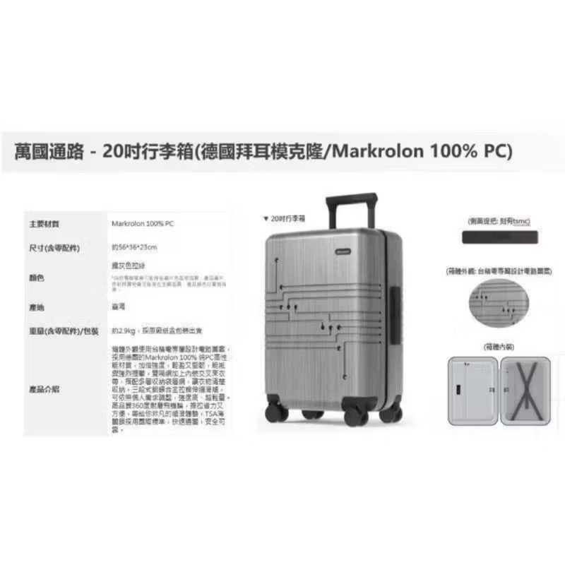 2025 台積電 萬國通 20寸 行李箱-細節圖3