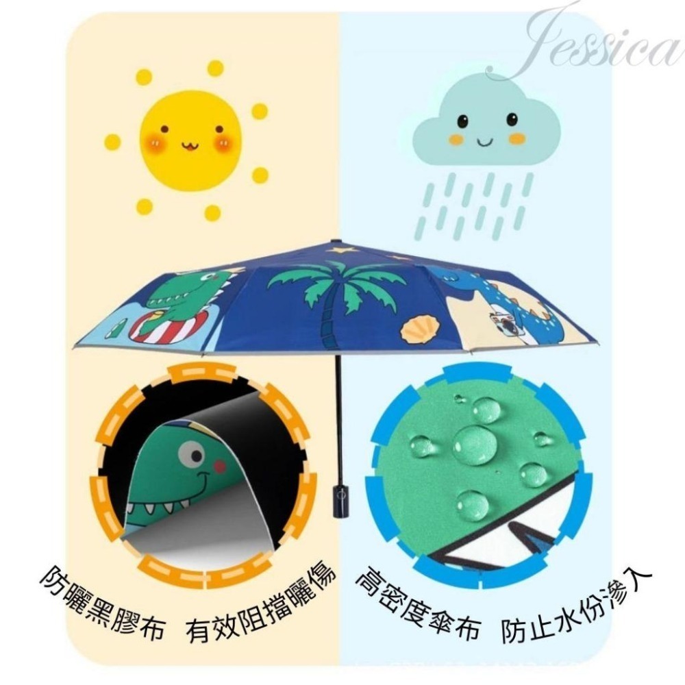 【安全防回彈圓角傘_台灣發貨】兒童雨傘 自動傘 兒童傘 兒童折疊傘 輕量350g 小朋友雨傘 小孩雨傘 反光傘 防回彈-細節圖7