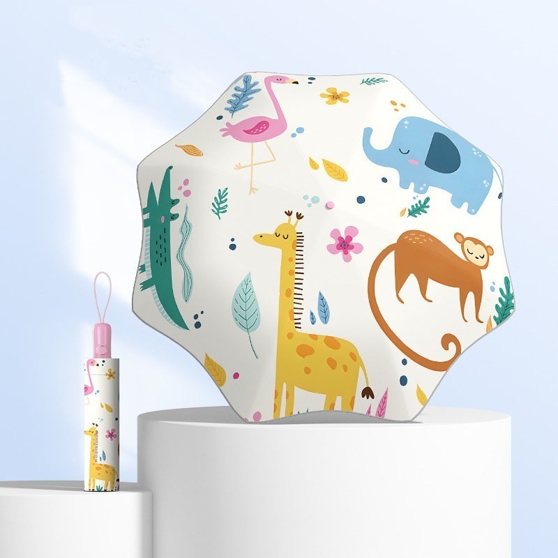 圓角防回彈自動傘16骨_【動物樂園】