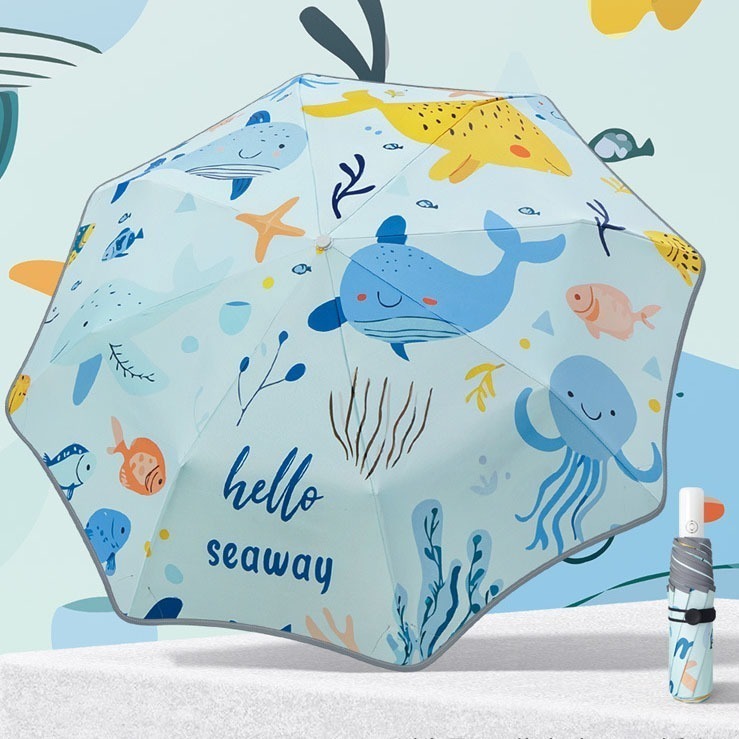 圓角防回彈自動傘16骨_【海底世界】