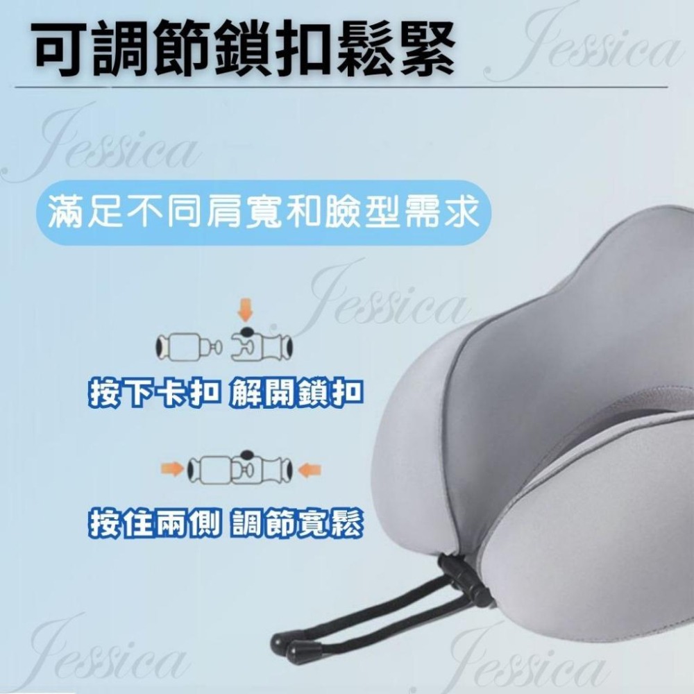 【冰絲面料_涼感升級！壓縮收納_好攜帶_贈收納袋】U型枕 頸枕 護頸枕 飛機枕 旅行枕 連帽頸枕-細節圖4