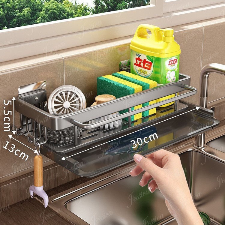 【瀝乾菜瓜布_水槽好清爽】水槽瀝水架 瀝水架 廚房瀝水架 水槽置物架 太空鋁 廚房收納架 廚房置物架 菜瓜布架 濾水架-規格圖9