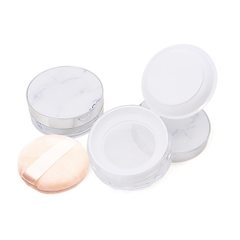 *LyDia甘仔店* DIY 20g 大理石紋 蜜粉盒 附粉撲 蜜粉 分裝 不漏粉 隔層 篩網 彈力網 散粉盒 空盒-規格圖4