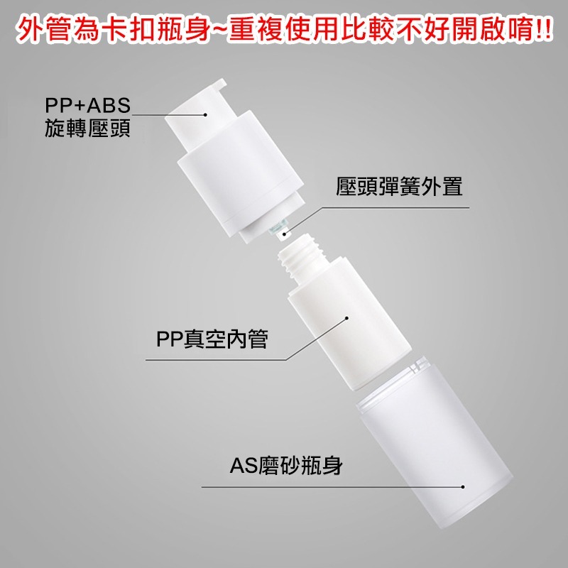 *LyDia甘仔店* 15ml 30ml 50ml PP 內管 磨砂 真空瓶 乳液瓶 按壓瓶 真空按壓瓶 分裝瓶-細節圖4