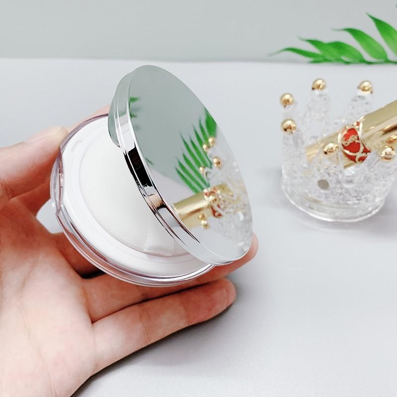 *LyDia甘仔店* DIY 銀色 超薄 翻蓋 鏡面 蜜粉盒 附粉撲 分裝盒 鏡子 篩網 彈力網 蜜粉 散粉盒 空盒-細節圖3