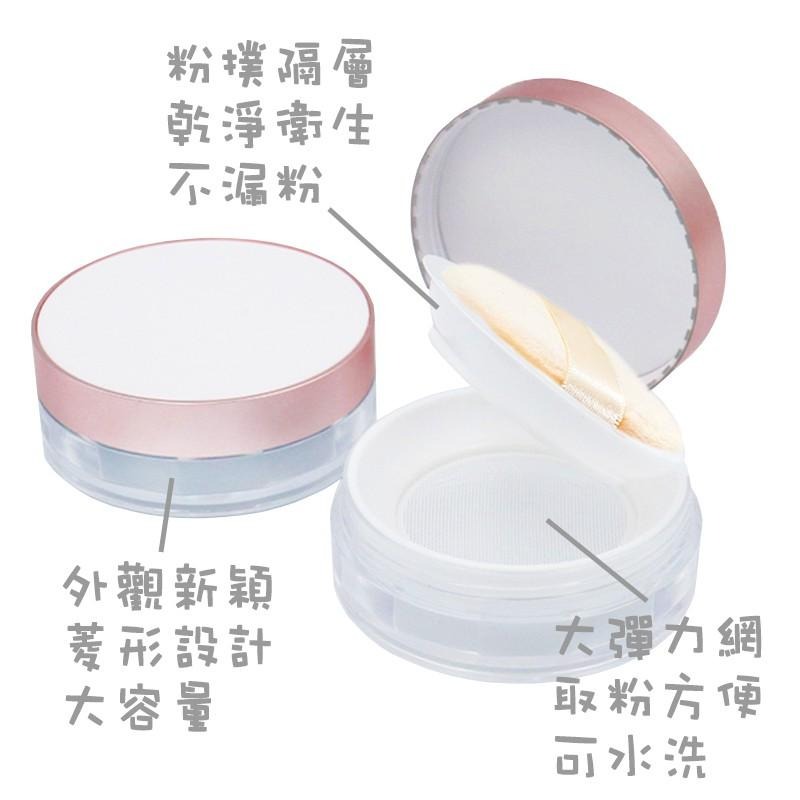 *LyDia甘仔店* DIY 20g 白蓋 玫瑰金 蜜粉盒 附粉撲 蜜粉 不漏粉 隔層 分裝盒 篩網 彈力網 散粉盒-細節圖2