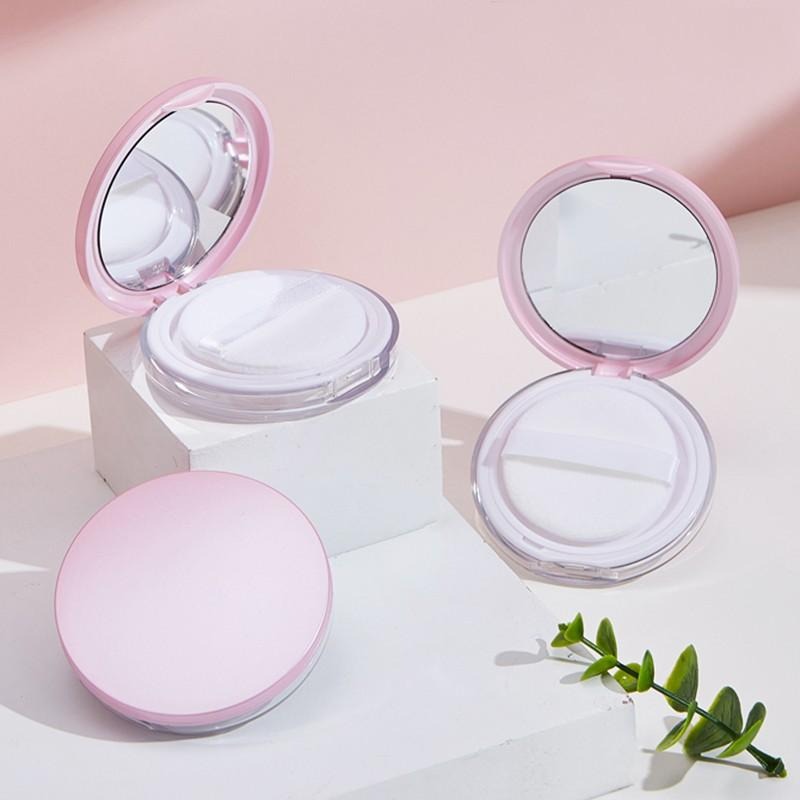 *LyDia甘仔店* DIY 粉色 超薄 翻蓋 鏡子 蜜粉盒 附粉撲 分裝盒 鏡子 篩網 彈力網 蜜粉 散粉盒 空盒-細節圖2