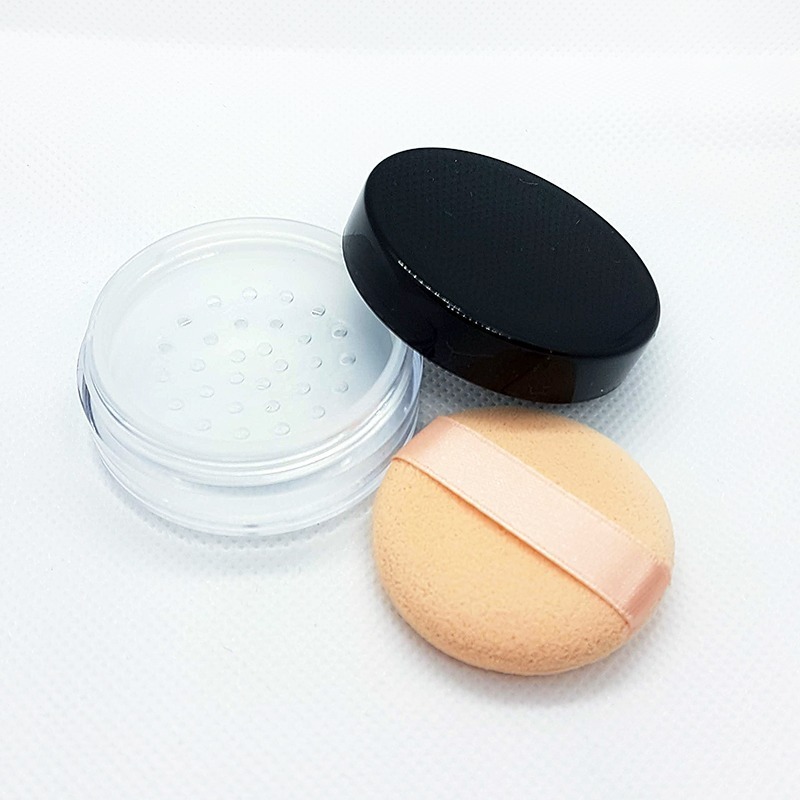 *LyDia甘仔店* DIY 5g 黑色 附粉撲 旋蓋 迷你 攜帶 蜜粉 分裝盒 網格 蜜粉盒 散粉盒 空盒-細節圖2