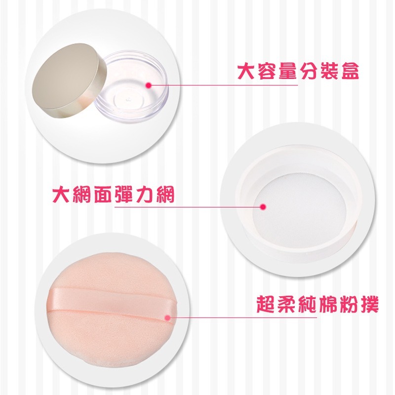*LyDia甘仔店* DIY 20g 30g 大容量 蜜粉盒 附粉撲 分裝盒 篩網 彈力網 蜜粉 散粉 空盒-細節圖3