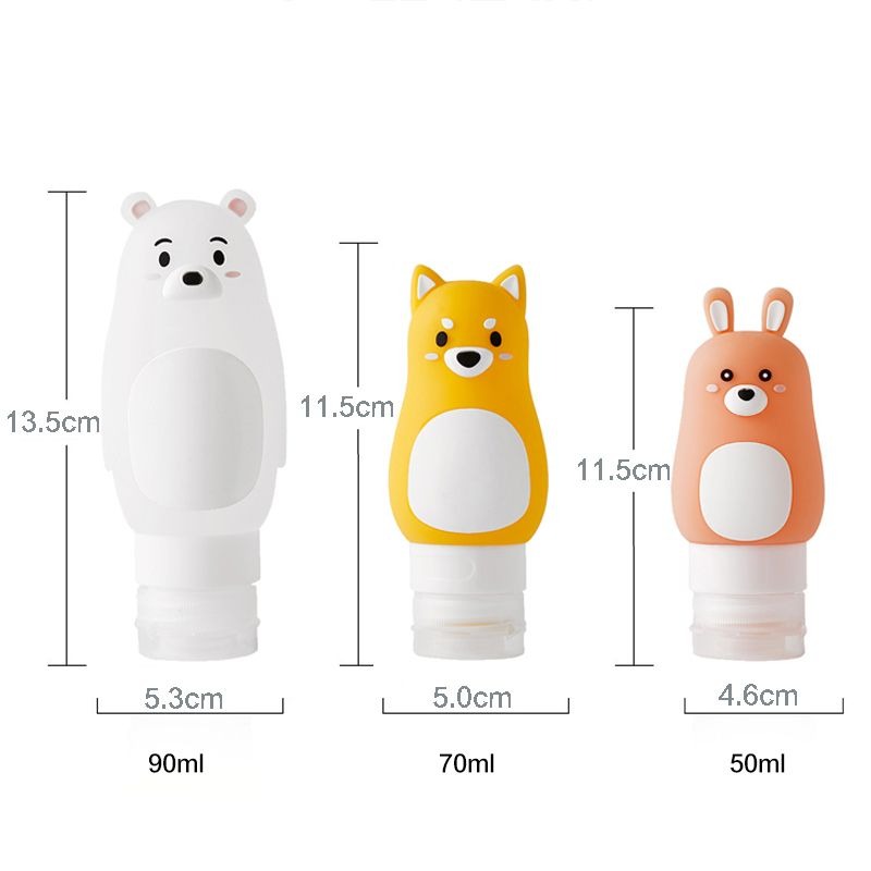 *LyDia甘仔店* 50ml 70ml 90ml 兔子 柴犬 北極熊 卡通動物造型 矽膠 旅行 分裝瓶 洗髮精 沐浴露-細節圖6