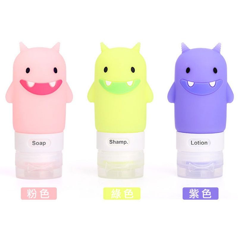 *LyDia甘仔店* 60ml 80ml 90ml 怪獸 憨熊 企鵝 卡通動物造型 矽膠 分裝瓶 旅行分裝瓶 沐浴乳分裝-細節圖2