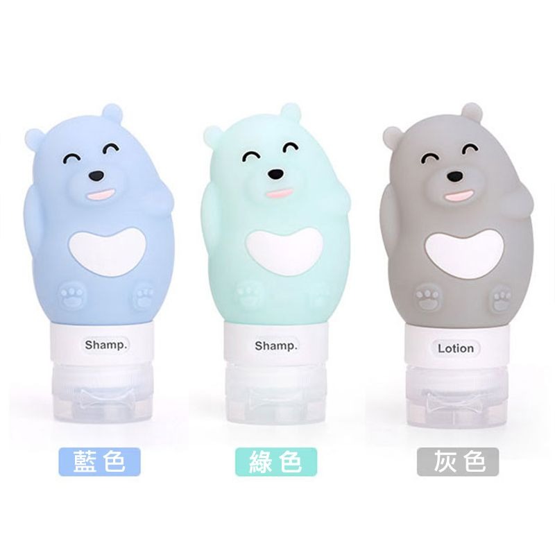 *LyDia甘仔店* 60ml 80ml 90ml 怪獸 憨熊 企鵝 卡通動物造型 矽膠 分裝瓶 旅行分裝瓶 沐浴乳分裝-細節圖3