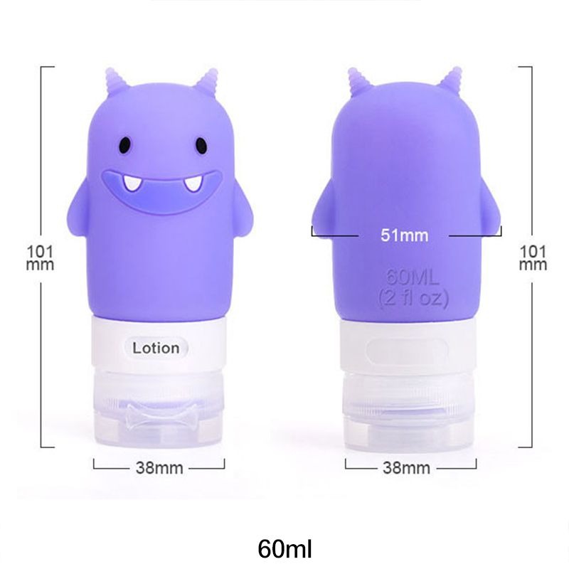 *LyDia甘仔店* 60ml 80ml 90ml 怪獸 憨熊 企鵝 卡通動物造型 矽膠 分裝瓶 旅行分裝瓶 沐浴乳分裝-細節圖5