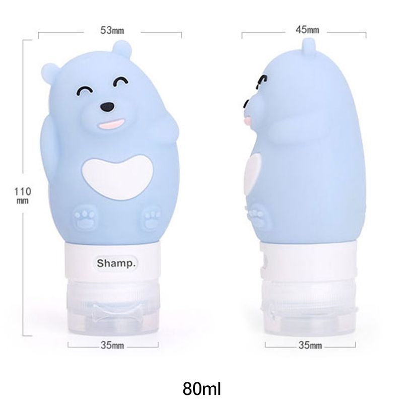 *LyDia甘仔店* 60ml 80ml 90ml 怪獸 憨熊 企鵝 卡通動物造型 矽膠 分裝瓶 旅行分裝瓶 沐浴乳分裝-細節圖6