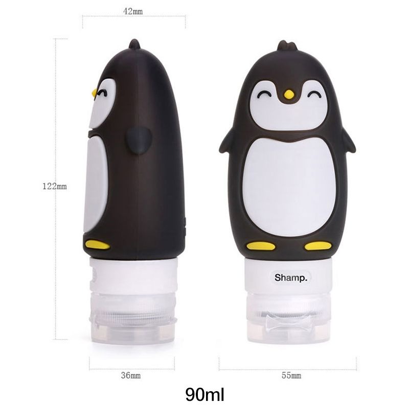*LyDia甘仔店* 60ml 80ml 90ml 怪獸 憨熊 企鵝 卡通動物造型 矽膠 分裝瓶 旅行分裝瓶 沐浴乳分裝-細節圖7