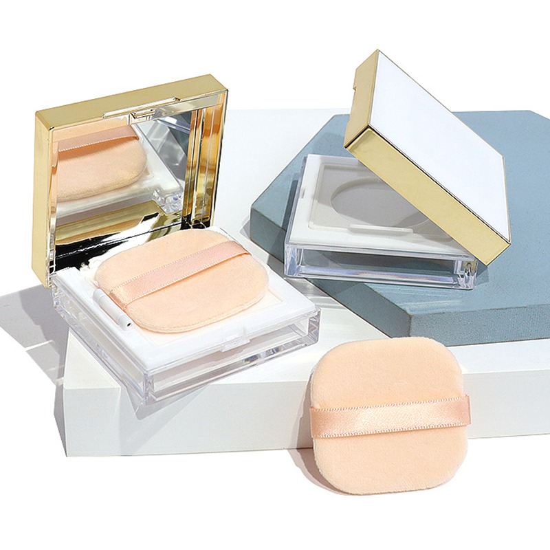 *LyDia甘仔店* DIY 方形 金邊 翻蓋 鏡面 蜜粉盒 附粉撲 分裝盒 鏡子 篩網 彈力網 蜜粉 散粉盒 空盒-細節圖2