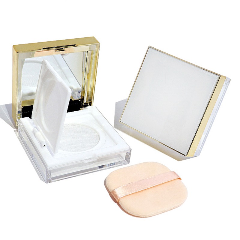 *LyDia甘仔店* DIY 方形 金邊 翻蓋 鏡面 蜜粉盒 附粉撲 分裝盒 鏡子 篩網 彈力網 蜜粉 散粉盒 空盒-細節圖3