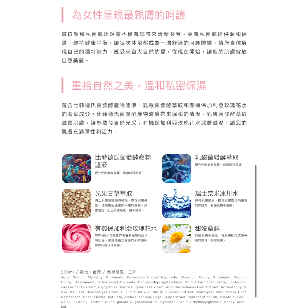嫩白緊緻私密處沐浴露 250ml-細節圖2