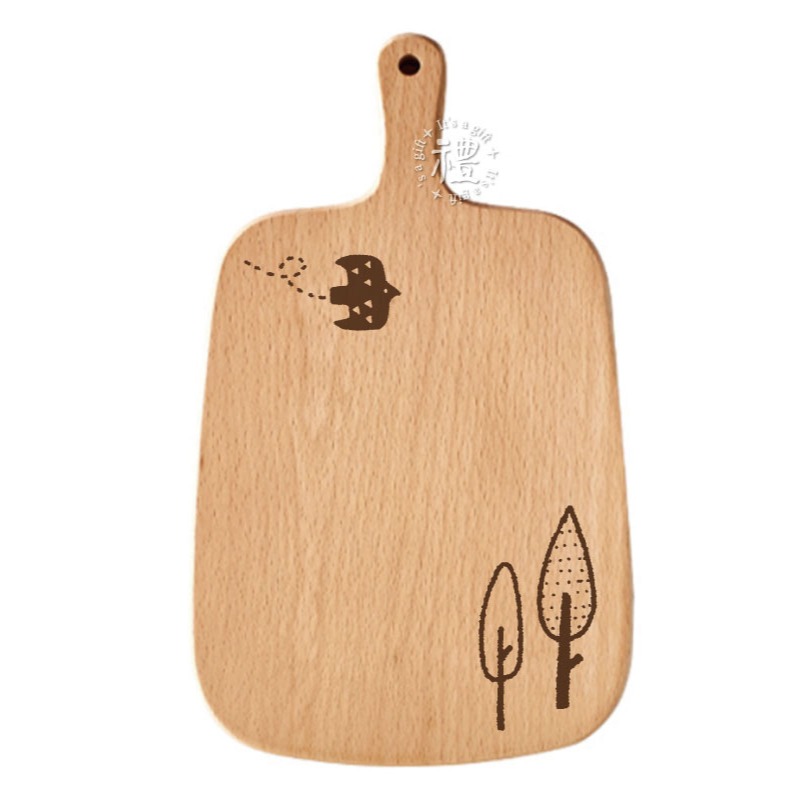櫸木手柄披薩板 小尺寸 (愛心熊) 披薩盤 pizza plate 禮物 原木砧板 原木餐具 麵包木盤 早午餐餐盤-規格圖6