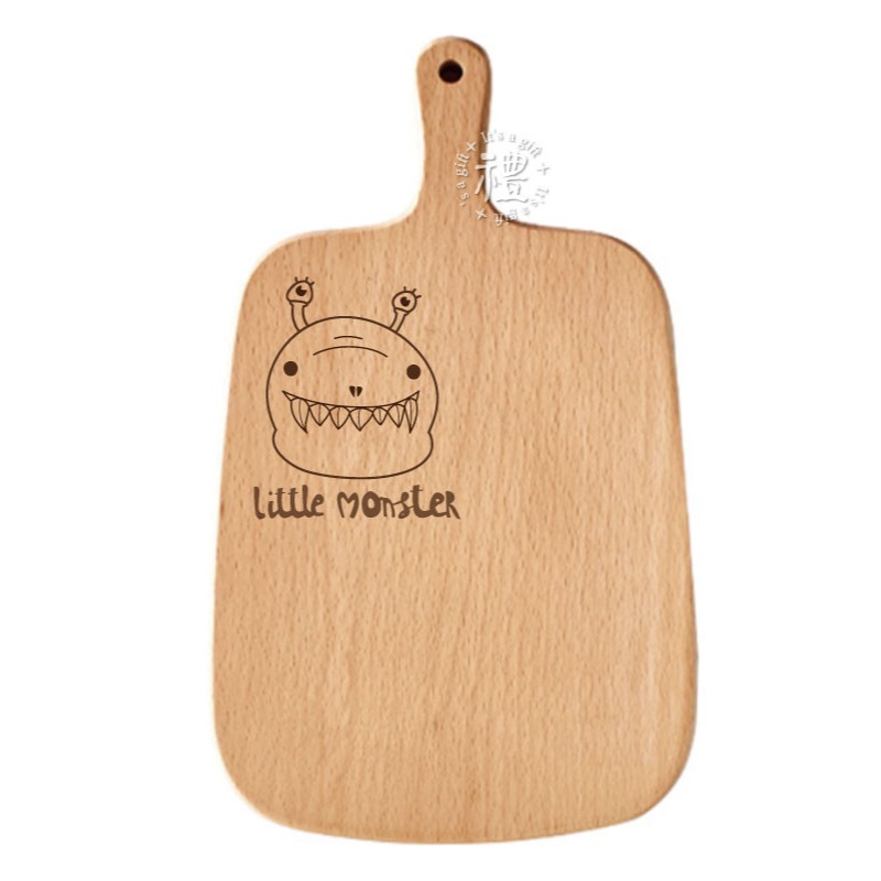 櫸木手柄披薩板 小尺寸 (愛心熊) 披薩盤 pizza plate 禮物 原木砧板 原木餐具 麵包木盤 早午餐餐盤-規格圖6