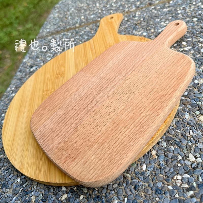 PIZZA板 【披薩板】(大圓) 砧板 麵包木盤 pizza plate 披薩盤 禮品 禮物 竹木大手柄披薩板 餐具-細節圖3