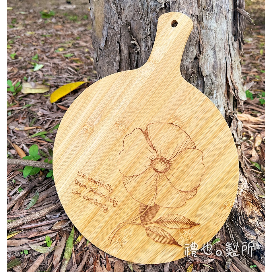 PIZZA板 【披薩板】(大圓) 砧板 麵包木盤 pizza plate 披薩盤 禮品 禮物 竹木大手柄披薩板 餐具-規格圖4