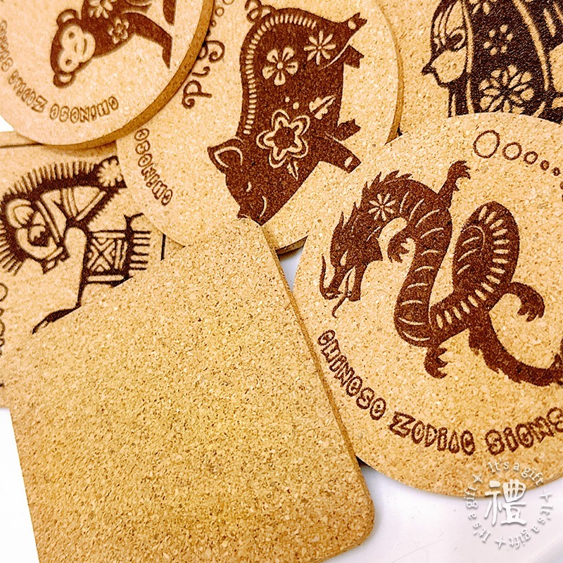 【軟木杯墊】 客製化禮品 (十二生肖) 小禮物 杯墊 婚禮小物 活動贈品 隔熱墊 客製化贈品 生日禮物 訂製禮品-細節圖2