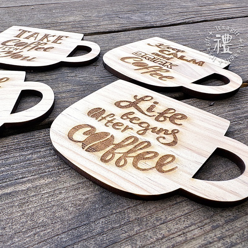 【原木杯墊】 (咖啡杯造型) 原木杯墊 禮物 交換禮物 客製化 禮品 生日禮物 訂製禮品 個性杯墊 小禮物-細節圖2