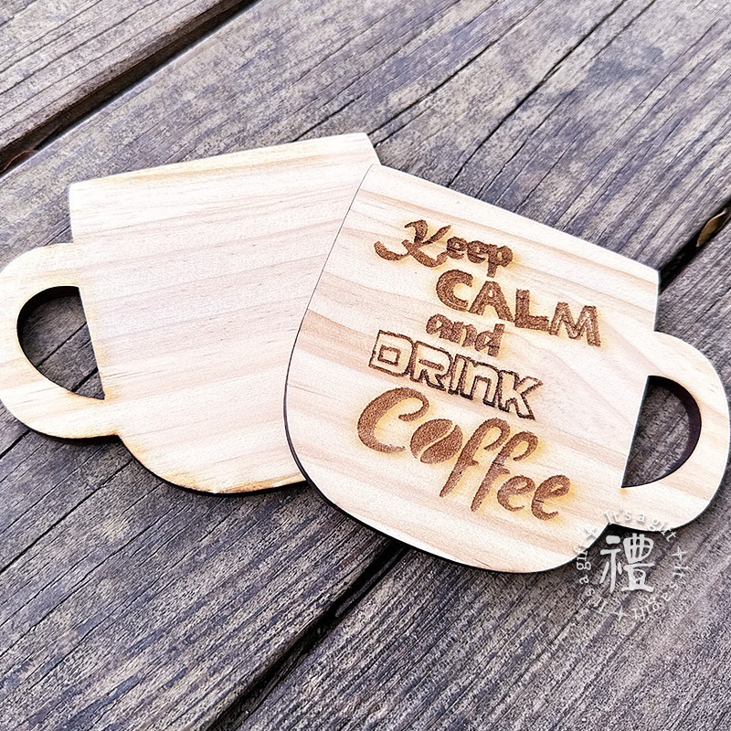 【原木杯墊】 (咖啡杯造型) 原木杯墊 禮物 交換禮物 客製化 禮品 生日禮物 訂製禮品 個性杯墊 小禮物-細節圖3