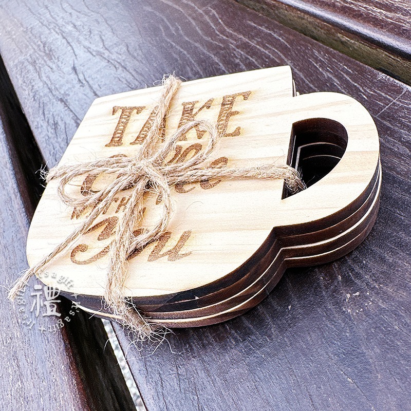 【原木杯墊】 (咖啡杯造型) 原木杯墊 禮物 交換禮物 客製化 禮品 生日禮物 訂製禮品 個性杯墊 小禮物-細節圖4