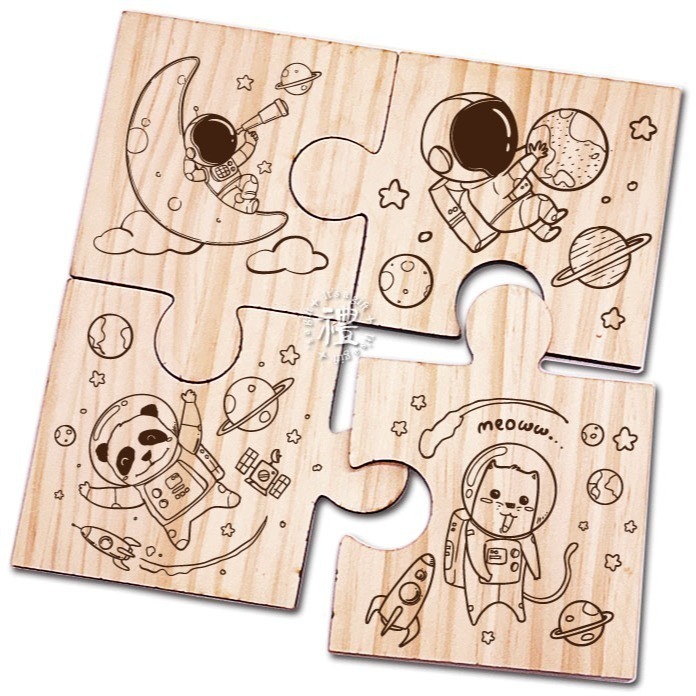 【原木杯墊】拼圖式杯墊 (4款圖一組) 聖誕節禮物 交換禮物 杯墊 客製化 禮品 生日禮物 訂製禮品 小禮物-細節圖4