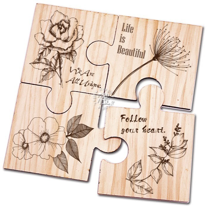 【原木杯墊】拼圖式杯墊 (4款圖一組) 聖誕節禮物 交換禮物 杯墊 客製化 禮品 生日禮物 訂製禮品 小禮物-細節圖5