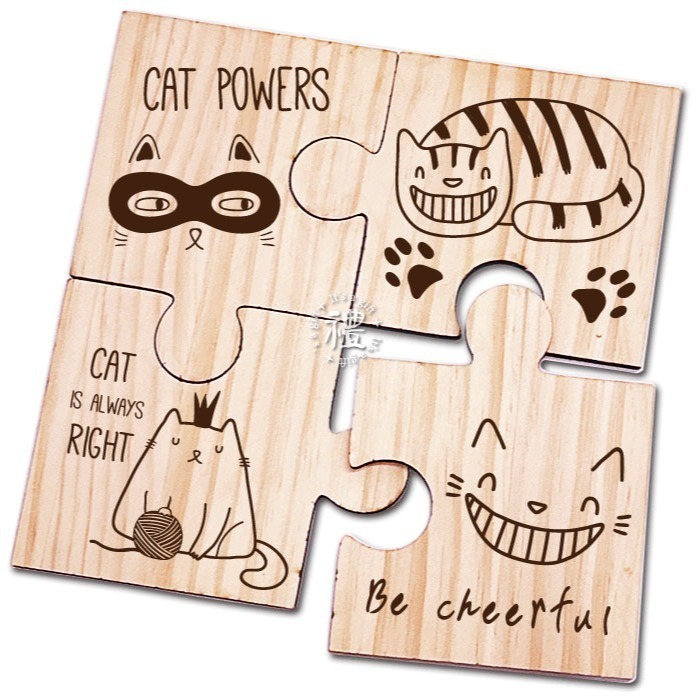 【原木杯墊】拼圖式杯墊 (4款圖一組) 聖誕節禮物 交換禮物 杯墊 客製化 禮品 生日禮物 訂製禮品 小禮物-規格圖8