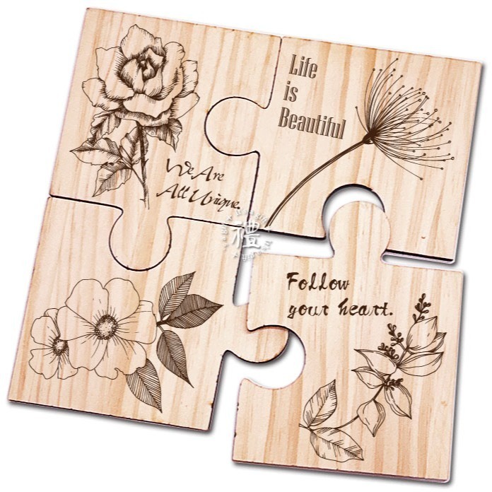 【原木杯墊】拼圖式杯墊 (4款圖一組) 聖誕節禮物 交換禮物 杯墊 客製化 禮品 生日禮物 訂製禮品 小禮物-規格圖8