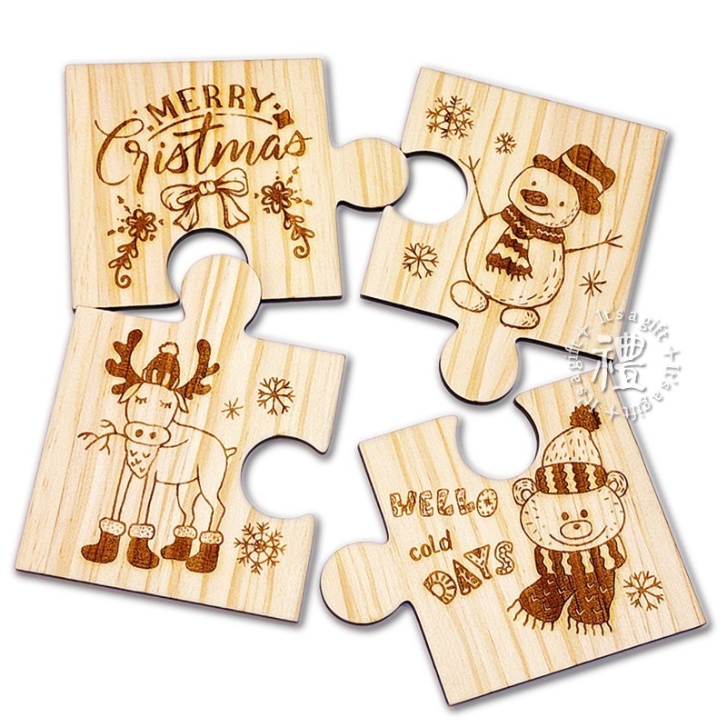 【原木杯墊】拼圖式杯墊 (4款圖一組) 聖誕節禮物 交換禮物 杯墊 客製化 禮品 生日禮物 訂製禮品 小禮物-規格圖8