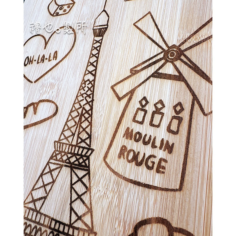 圓孔竹木砧板 (可愛插畫) 新居禮物 新年禮物 結婚禮物 原創 禮品 禮物 天然木材 砧板 原木餐具 早午餐餐盤-細節圖3