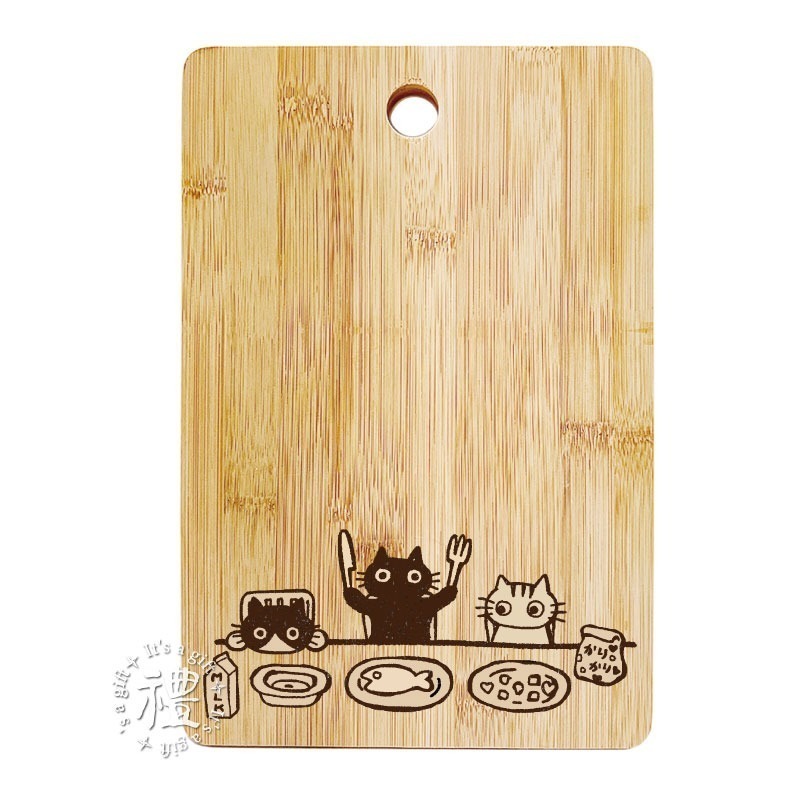 圓孔竹木砧板 生日禮物 (喵喵系列) 新居禮物 新年禮物 結婚禮物 禮品 禮物 天然木材 砧板 原木餐具 早午餐餐盤-規格圖6