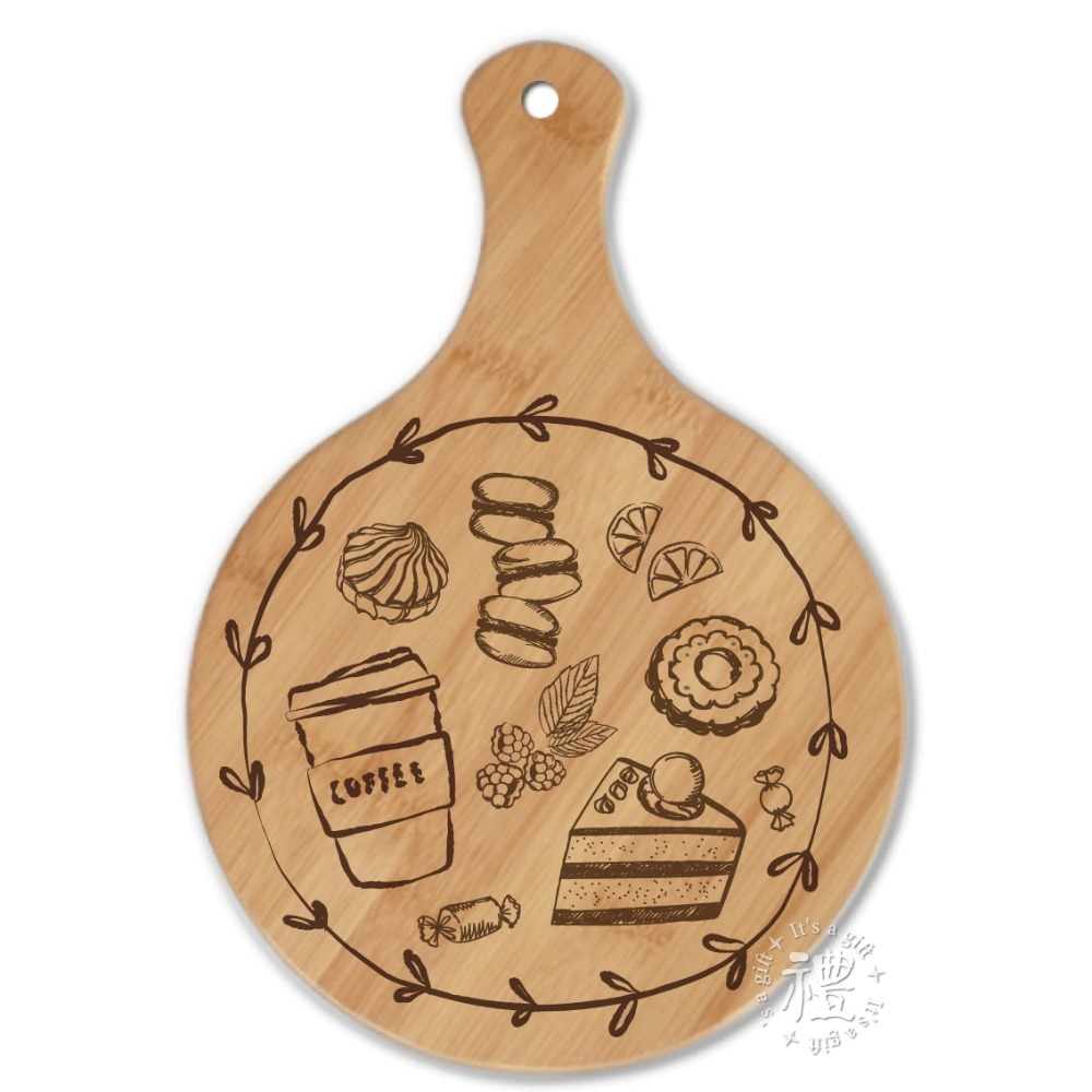 PIZZA板 【披薩板】(大圓) pizza plate 砧板 麵包木盤 披薩盤 禮品 禮物 竹木大手柄披薩板 餐具-規格圖5