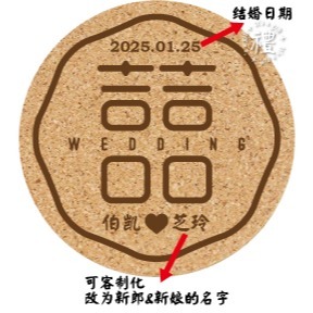 【文創杯墊】婚禮小禮品 杯墊 (婚禮∣Wedding) 客製化禮品 軟木杯墊 小禮物 活動贈品 客製化贈品 訂製禮品-規格圖6