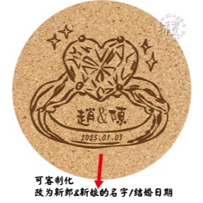 【文創杯墊】婚禮小禮品 杯墊 (婚禮∣Wedding) 客製化禮品 軟木杯墊 小禮物 活動贈品 客製化贈品 訂製禮品-規格圖6