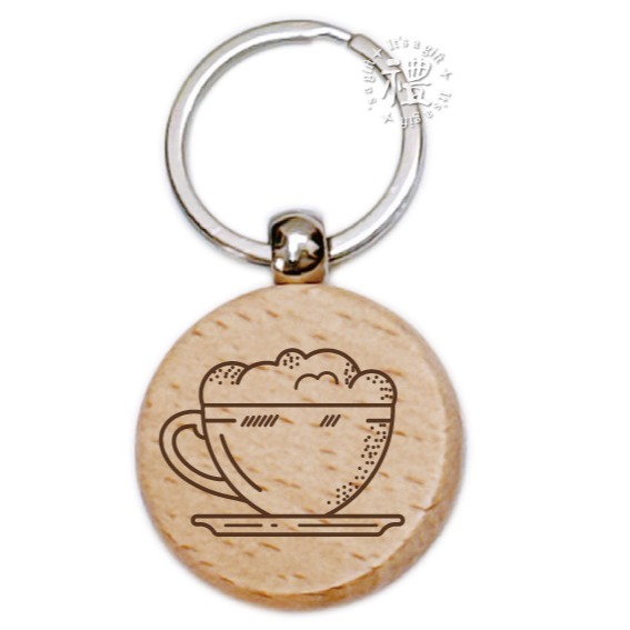 【文創鑰匙圈】原木鑰匙圈 (下午茶) 婚禮小禮品 紀念品 開店禮品 客製化禮品 小禮物 活動贈品 客製化贈品-規格圖6