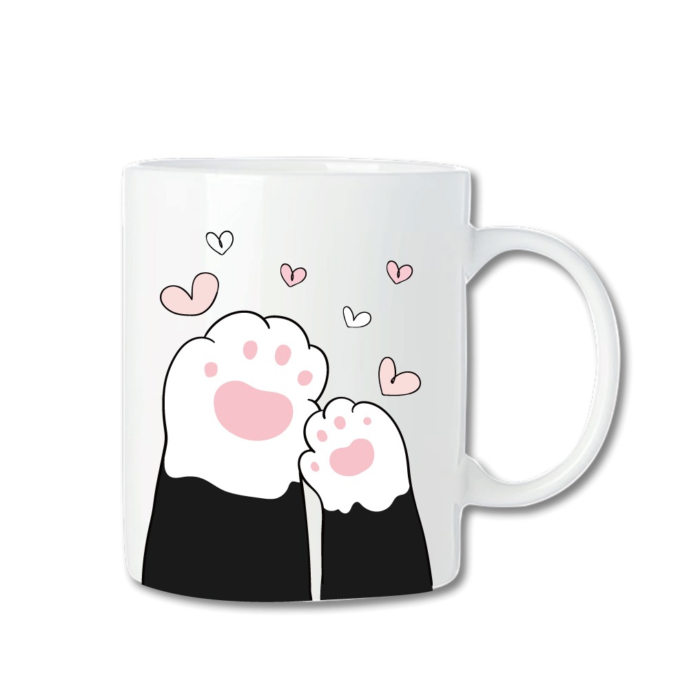 馬克杯【愛心貓掌】330ml 送杯墊 禮品 咖啡杯 節日禮品 情侶杯 禮物 水杯 陶瓷杯 牛奶杯 生日禮物-細節圖2