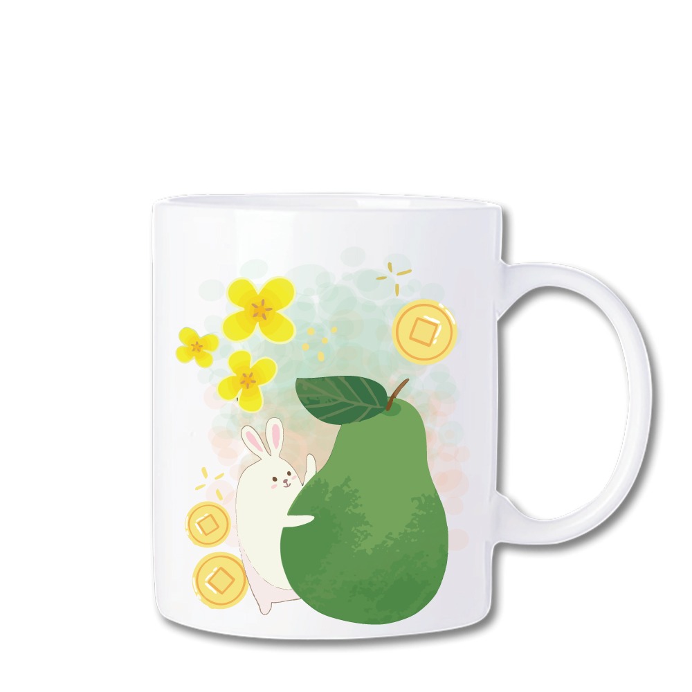 馬克杯 330ml 【中秋系列  兔抱柚柚生錢錢】 (送杯墊)-細節圖2