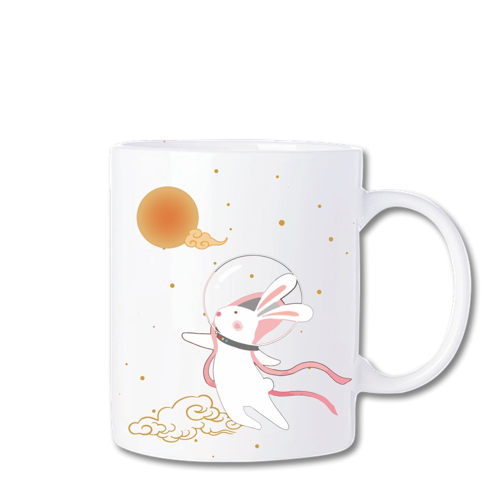 馬克杯 330ml 【中秋系列 兔兔奔月】 (送杯墊)-細節圖2