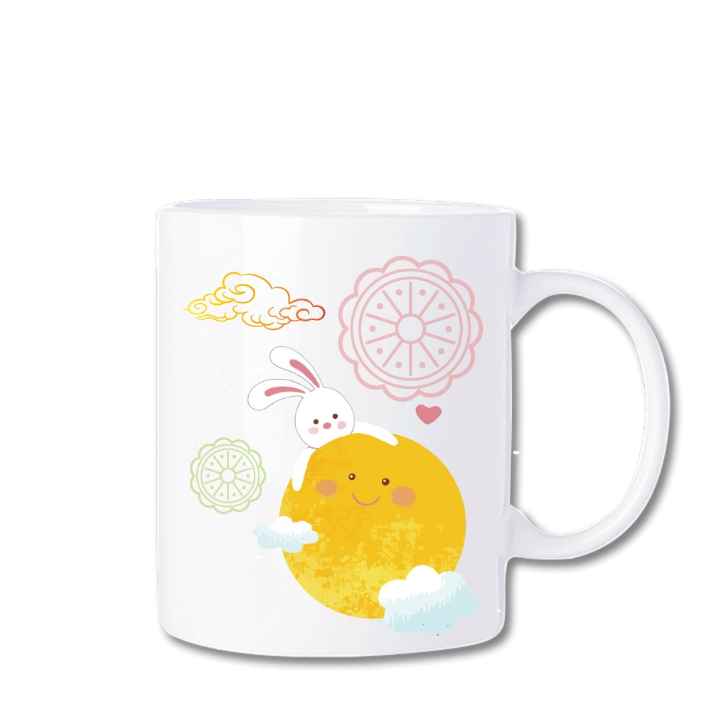馬克杯 330ml 【中秋系列 玉兔兔趴月】 (送杯墊)-細節圖2