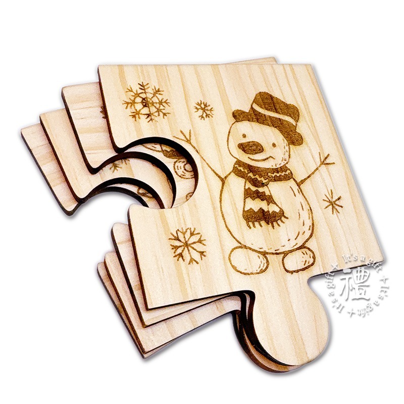 實木拼圖杯墊 (聖誕節) 一組四入 是杯墊也是鍋墊 交換禮物 禮品 聖誕禮品 個性杯墊 小禮物 辦公室療癒小物-細節圖4