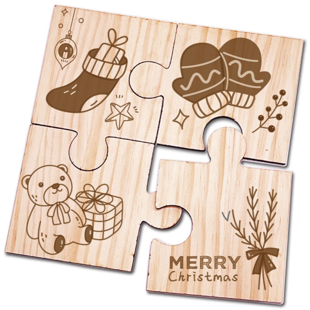 實木拼圖杯墊 (聖誕節) 一組四入 是杯墊也是鍋墊 交換禮物 禮品 聖誕禮品 個性杯墊 小禮物 辦公室療癒小物-規格圖5