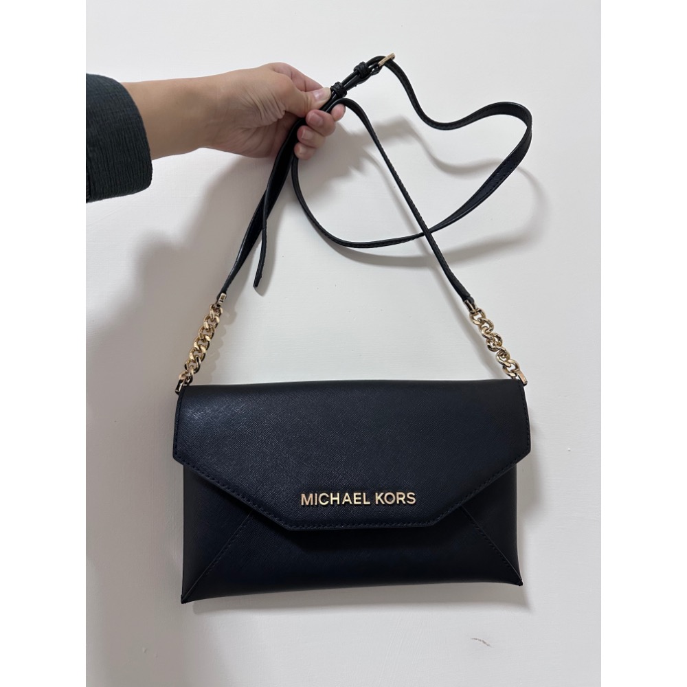 MICHAEL KORS JET SET金字鍊帶信封斜背包-黑色-細節圖2