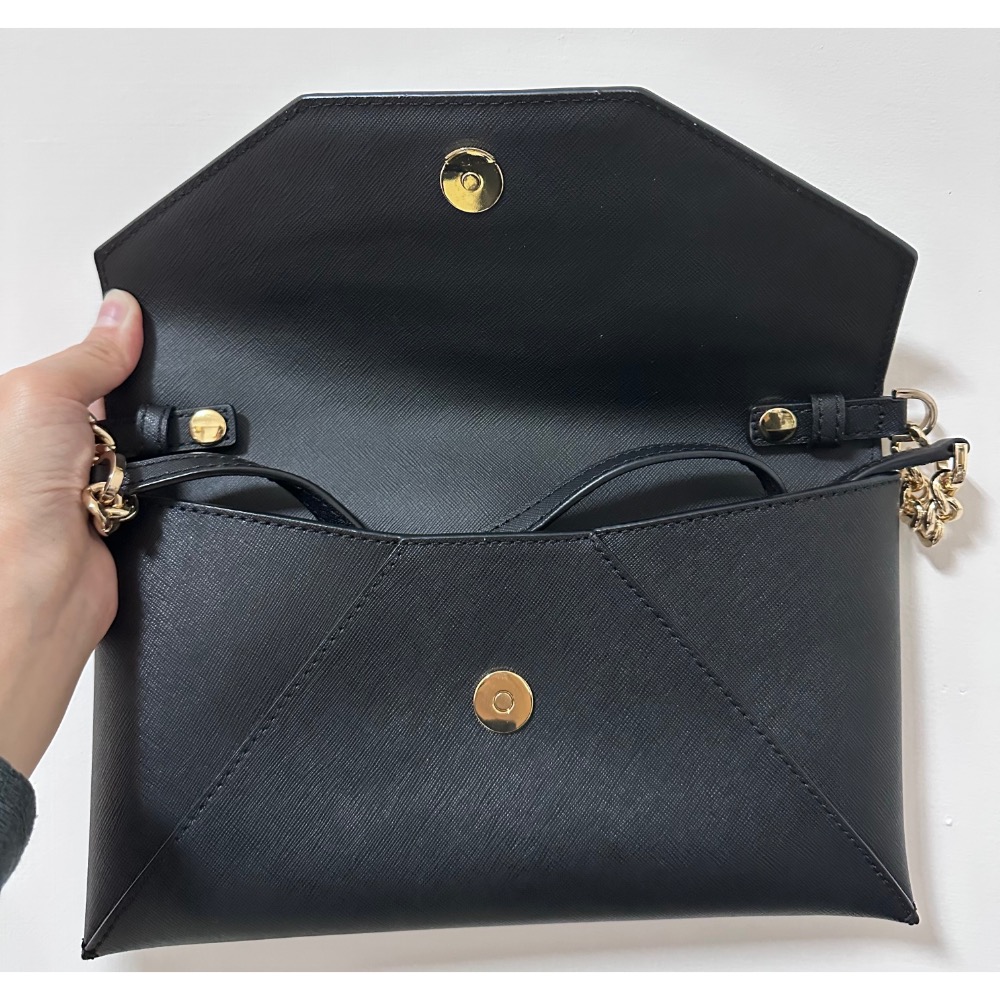 MICHAEL KORS JET SET金字鍊帶信封斜背包-黑色-細節圖3