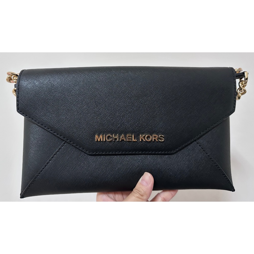 MICHAEL KORS JET SET金字鍊帶信封斜背包-黑色-細節圖6